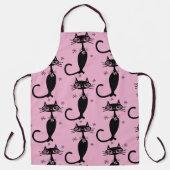 TABLIER CHAT NOIR APRON RÉTRO ROSE (Recto)