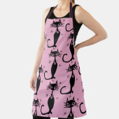 TABLIER CHAT NOIR APRON RÉTRO ROSE (Insitu)