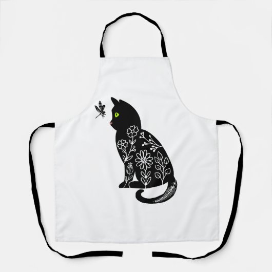 Tablier Chat noir aux yeux verts (Recto)