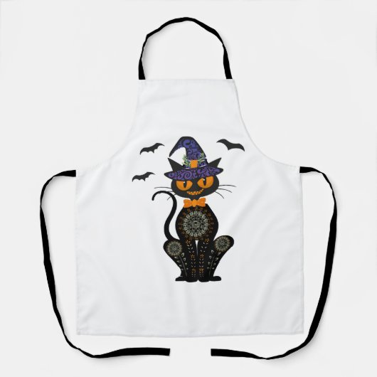 Tablier Chat Noir Avec Chemise Halloween Jack-o'-lantern (Recto)