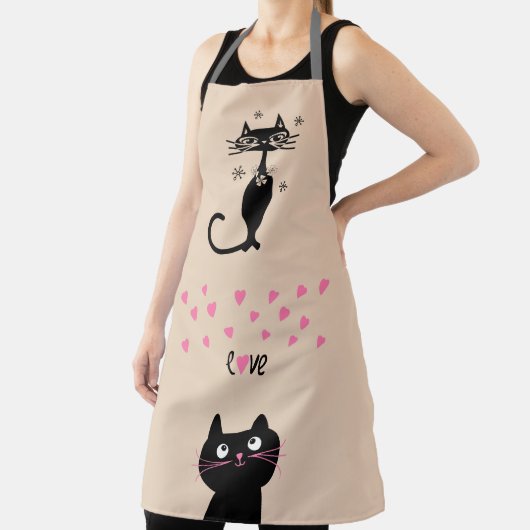 TABLIER CHAT NOIR CUTE CUTE CUTE CUISINE LOVE APRON (Insitu)
