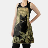 Tablier Chat noir dans la forêt luxuriante (Insitu)