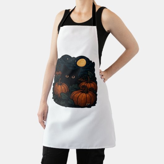 Tablier Chat noir dans le T-shirt classique Patch (Insitu)