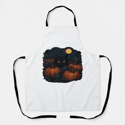 Tablier Chat noir dans le T-shirt classique Patch (Recto)