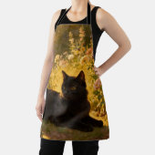 Tablier Chat noir dans les fleurs I (Insitu)