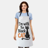 Tablier Chat noir drôle gravure vintage Halloween Design (Porté)