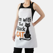Tablier Chat noir drôle gravure vintage Halloween Design (Insitu)