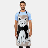 Tablier Chat noir et blanc avec ligne abstraite  (Porté)