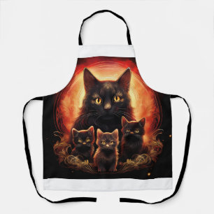 Tablier Chat Noir Et Ses Trois Chatons