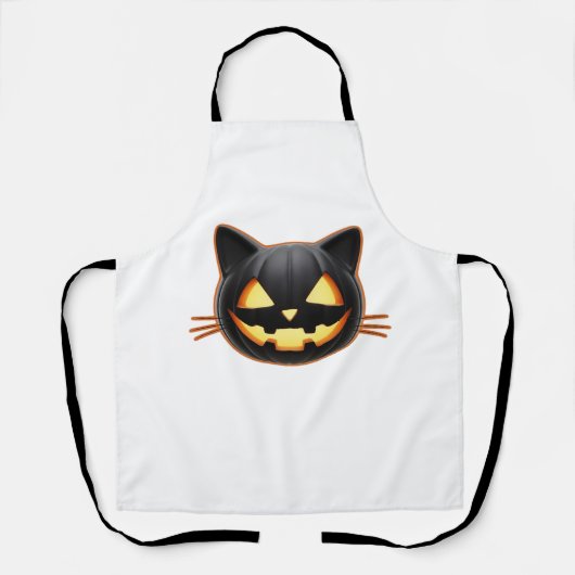Tablier Chat noir Jack o'Lantern Emoji T-shirt classique (Recto)