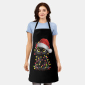 Tablier Chat noir lumières d'arbre de Noël chaton drôle Pè (Porté)