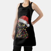 Tablier Chat noir lumières d'arbre de Noël chaton drôle Pè (Insitu)