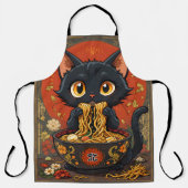 Tablier Chat noir mignon avec nouilles (Recto)