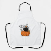 Tablier Chat noir mignon en citrouille avec casquette sorc (Recto)
