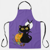 Tablier Chat noir mignon violet effrayant Halloween Citrou (Recto)