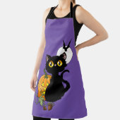 Tablier Chat noir mignon violet effrayant Halloween Citrou (Insitu)