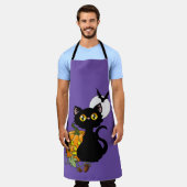 Tablier Chat noir mignon violet effrayant Halloween Citrou (Porté)