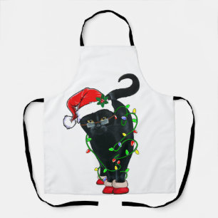 Tablier Chat Noir Père Noël Tangée Dans Les Lumières De No