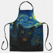 Tablier Chat noir Starry Nuit Van Gogh Chat Selfie (Recto)