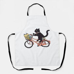 Tablier Chat noir sur un vélo Art de chat noir T-Shirt cl