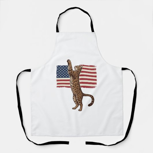 Tablier Chat patriotique Drapeau américain Design vectorie (Recto)