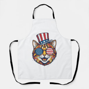 Tablier Chat Patriotique Gravure Vintage Design de T-Shirt