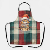 Tablier Chat Père Noël Plaid De Noël Avec Nom (Recto)