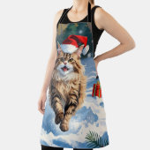 Tablier Chat persan assis dans la neige avec Casquette de  (Insitu)