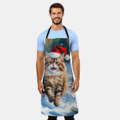 Tablier Chat persan assis dans la neige avec Casquette de  (Porté)