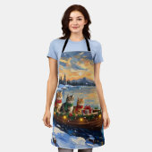 Tablier Chat Persan Noël Bateau Fêtes (Porté)