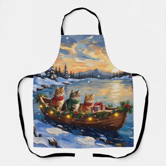 Tablier Chat Persan Noël Bateau Fêtes (Recto)