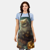 Tablier Chat perse d'Halloween avec effroi Citrouille (Porté)