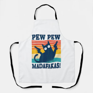 Tablier Chat Pew Pew Madafakas Pistolet Chat Fou