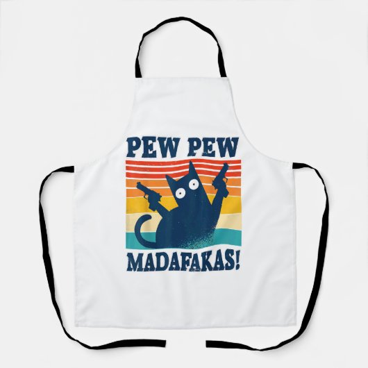 Tablier Chat Pew Pew Madafakas Pistolet Chat Fou (Recto)