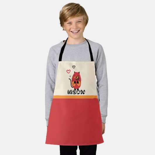 Tablier Chat rouge mignon (Porté)