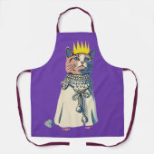 Tablier Chat royal avec couronne et robe Graphisme Pop Art (Recto)