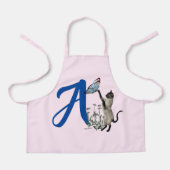 Tablier Chat siamois papillon monogramme initiale A (Recto)