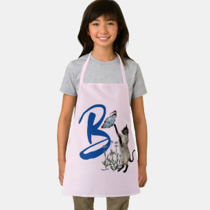 Tablier Chat siamois Papillon Monogramme Initiale B