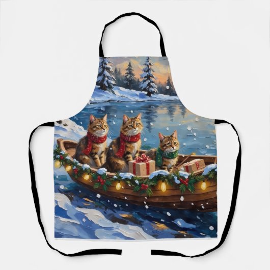 Tablier Chat Sibérien Noël Bateau Fêtes (Recto)