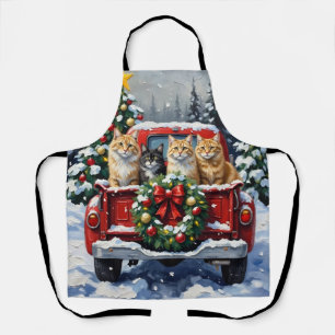 Tablier Chat Sibérien Noël Camion Rouge Fêtes