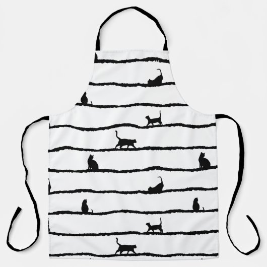 Tablier Chat Silhouette rayures Abstrait main tiré Motif (Recto)