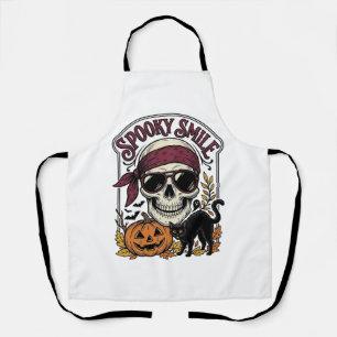 Tablier Chat squelette Halloween Citrouille vintage Graphi
