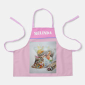 Tablier Chat Tabby Pastel Chats Enfants Rose Girls Apron (Recto)