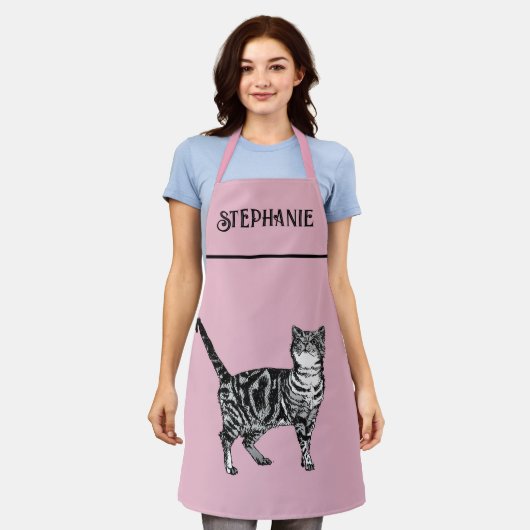 Tablier Chat Tabby Pastel Chats Filles Rose clair (Porté)