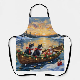 Tablier Chat Tuxedo Noël Bateau Fêtes