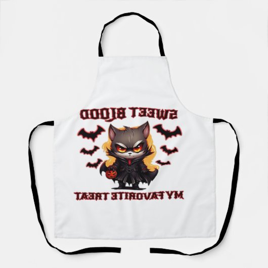 Tablier Chat Vampire Colère Convoite Sang Sucré d'Hallowee (Recto)