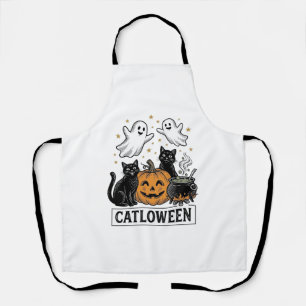 Tablier Chatloween Chat Fantôme Vintage Design de Chemise 