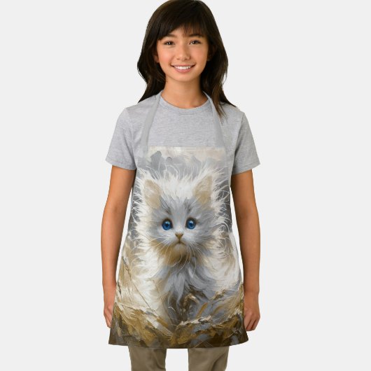 Tablier Chaton blanc précieux (Insitu)