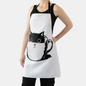 Tablier Chaton noir avec nez rouge caché dans une tasse (Insitu)