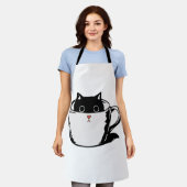 Tablier Chaton noir avec nez rouge caché dans une tasse (Porté)